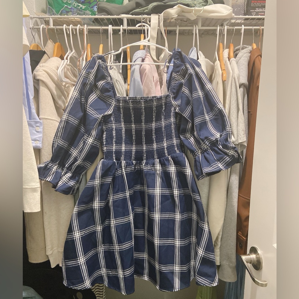 Francesca’s Audrey Blue Navy Plaid Skirt